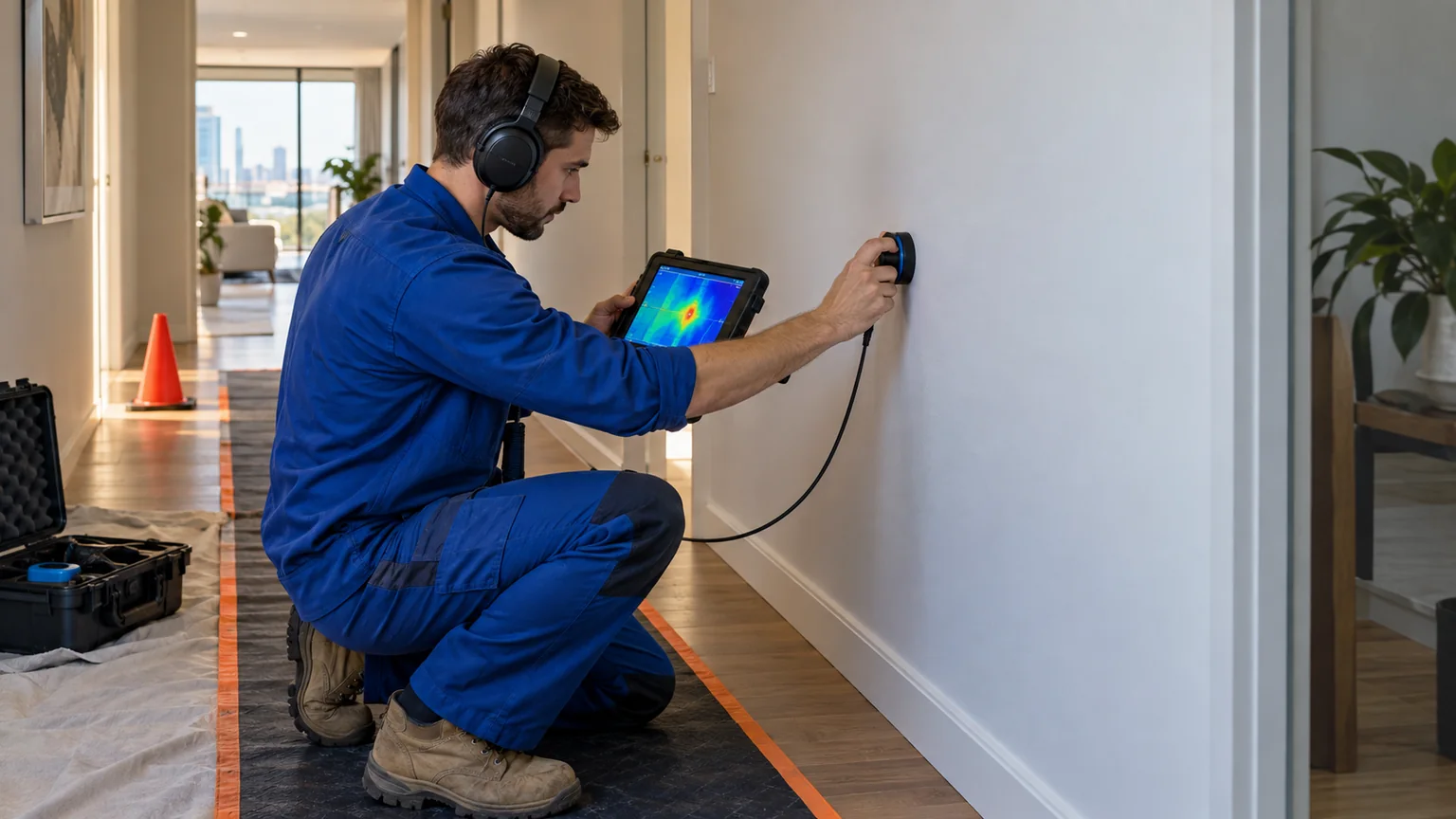 Non-invasive water leak detection in a Melbourne apartment